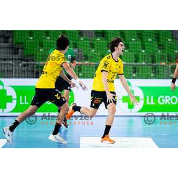 Pablo Urdangarin de Borbon of Fraikin BM. Granollers celebrates win in EHF Men’s European League 2025/2026 handball match between RD LL Grosist Slovan (SLO) and Fraikin BM. Granollers (ESP) in Stozice, Ljubljana, Slovenia on November 11, 2025. Photo: Filip Barbalic