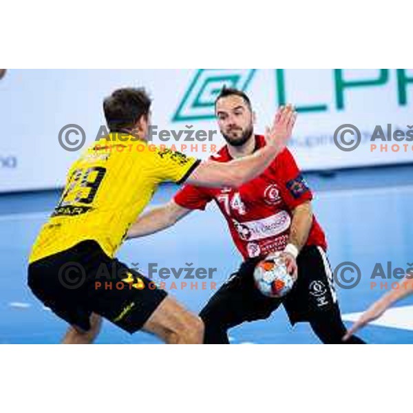 Bruno Vili Zobec of RD LL Grosist Slovan in action during EHF Men’s European League 2025/2026 handball match between RD LL Grosist Slovan (SLO) and Fraikin BM. Granollers (ESP) in Stozice, Ljubljana, Slovenia on November 11, 2025. Photo: Filip Barbalic