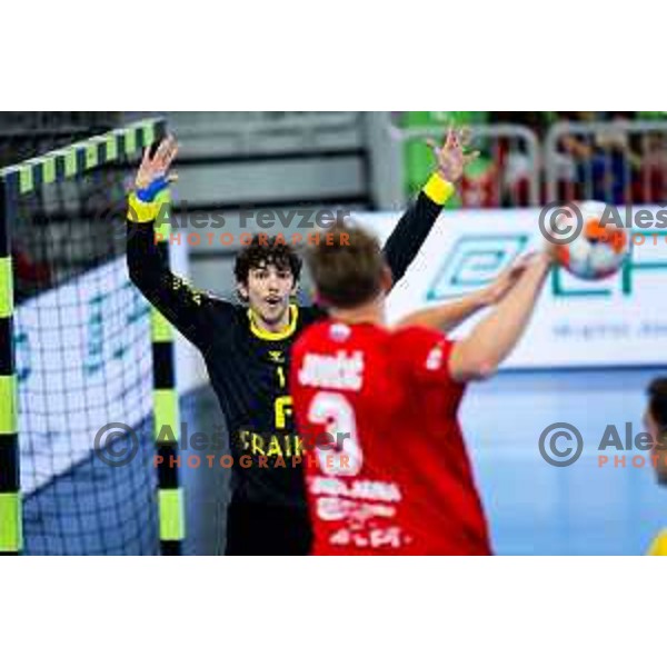 Luka Krivokapic of Fraikin BM. Granollers in action during EHF Men’s European League 2025/2026 handball match between RD LL Grosist Slovan (SLO) and Fraikin BM. Granollers (ESP) in Stozice, Ljubljana, Slovenia on November 11, 2025. Photo: Filip Barbalic