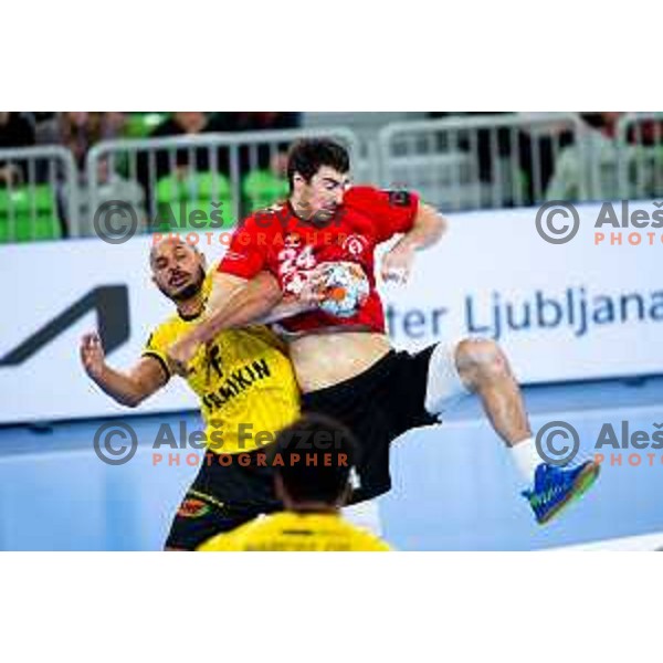 Vid Miklavec of RD LL Grosist Slovan in action during EHF Men’s European League 2025/2026 handball match between RD LL Grosist Slovan (SLO) and Fraikin BM. Granollers (ESP) in Stozice, Ljubljana, Slovenia on November 11, 2025. Photo: Filip Barbalic