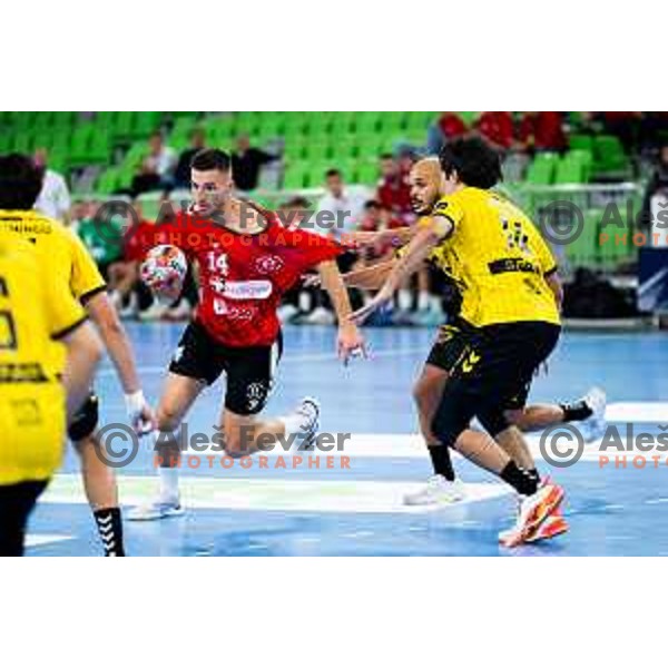 Leon Ljevar of RD LL Grosist Slovan in action during EHF Men’s European League 2025/2026 handball match between RD LL Grosist Slovan (SLO) and Fraikin BM. Granollers (ESP) in Stozice, Ljubljana, Slovenia on November 11, 2025. Photo: Filip Barbalic