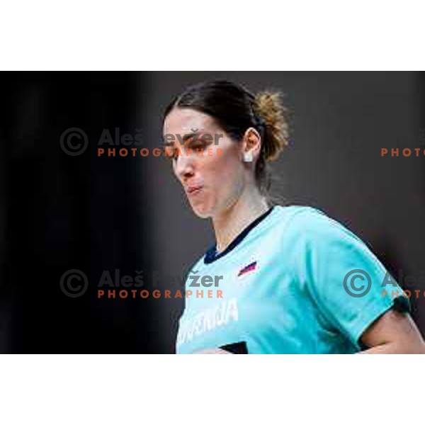 Eva Lisec of Slovenia prior to FIBA Women\'s EuroBasket Qualifiers basketball match between Slovenia and Latvia in Kodeljevo Hall, Ljubljana, Slovenia on November 12, 2025. Photo: Filip Barbalic