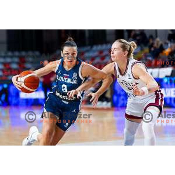 Teja Oblak of Slovenia in action during FIBA Women\'s EuroBasket Qualifiers basketball match between Slovenia and Latvia in Kodeljevo Hall, Ljubljana, Slovenia on November 12, 2025. Photo: Filip Barbalic