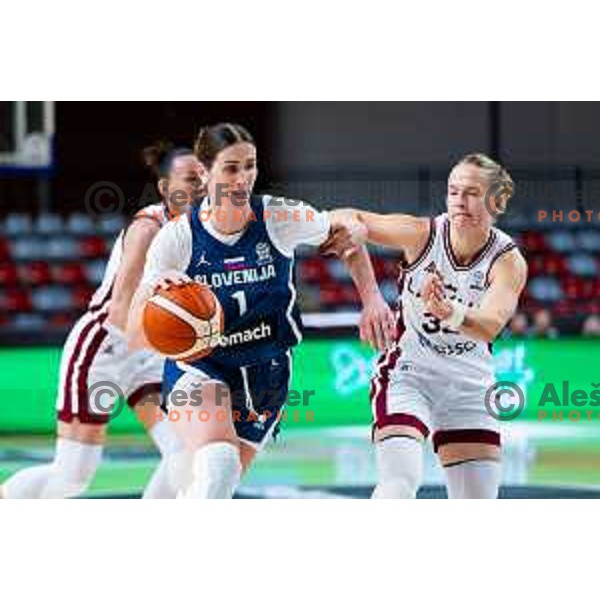 in action during FIBA Women\'s EuroBasket Qualifiers basketball match between Slovenia and Latvia in Kodeljevo Hall, Ljubljana, Slovenia on November 12, 2025. Photo: Filip Barbalic