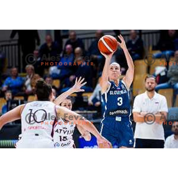 Teja Oblak of Slovenia in action during FIBA Women\'s EuroBasket Qualifiers basketball match between Slovenia and Latvia in Kodeljevo Hall, Ljubljana, Slovenia on November 12, 2025. Photo: Filip Barbalic