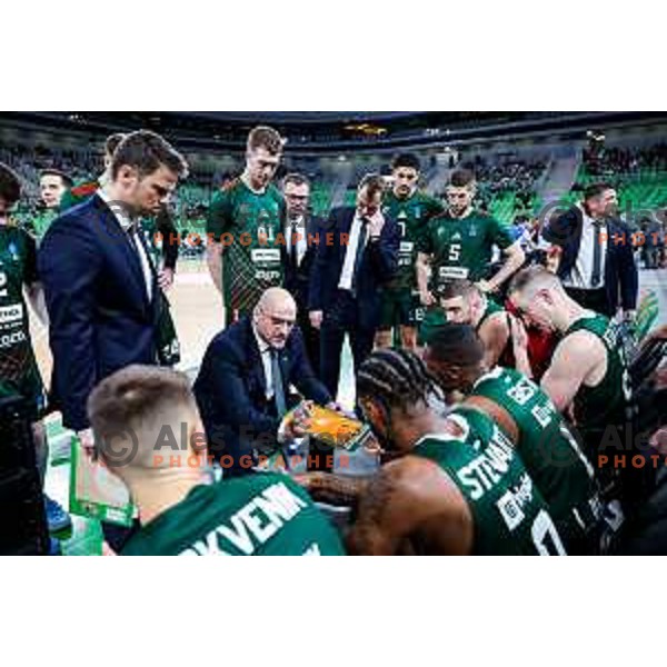 of Cedevita Olimpija during BKT EuroCup 2025-2026 basketball match between Cedevita Olimpija (SLO) and Reyer Venezia (ITA) in SRC Stozice, Ljubljana, Slovenia on November 12, 2025