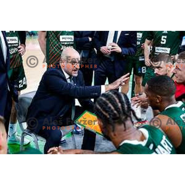 of Cedevita Olimpija during BKT EuroCup 2025-2026 basketball match between Cedevita Olimpija (SLO) and Reyer Venezia (ITA) in SRC Stozice, Ljubljana, Slovenia on November 12, 2025