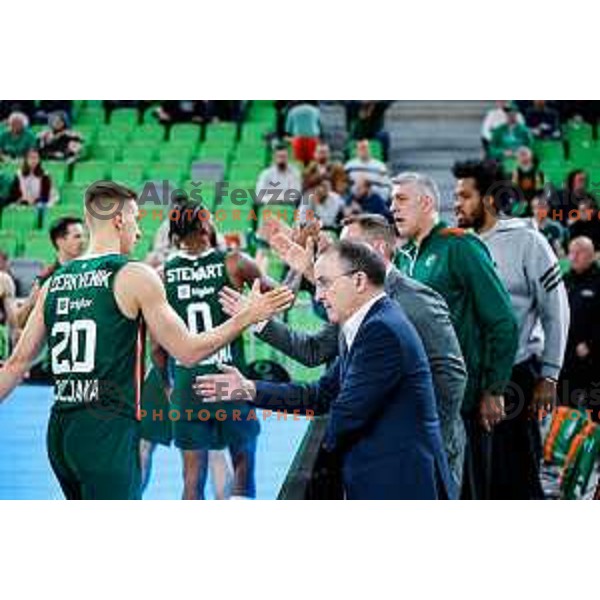 of Cedevita Olimpija during BKT EuroCup 2025-2026 basketball match between Cedevita Olimpija (SLO) and Reyer Venezia (ITA) in SRC Stozice, Ljubljana, Slovenia on November 12, 2025