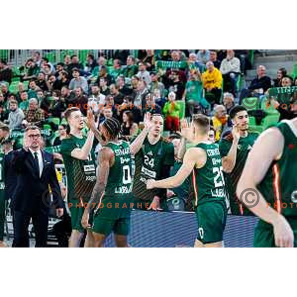 of Cedevita Olimpija during BKT EuroCup 2025-2026 basketball match between Cedevita Olimpija (SLO) and Reyer Venezia (ITA) in SRC Stozice, Ljubljana, Slovenia on November 12, 2025