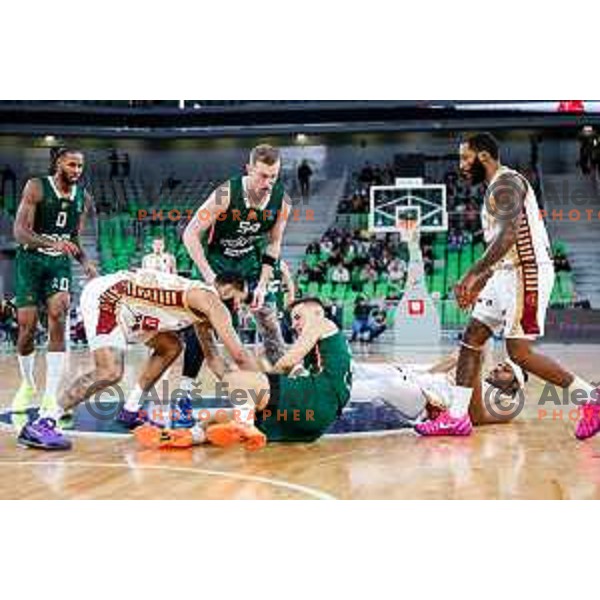 of Cedevita Olimpija during BKT EuroCup 2025-2026 basketball match between Cedevita Olimpija (SLO) and Reyer Venezia (ITA) in SRC Stozice, Ljubljana, Slovenia on November 12, 2025