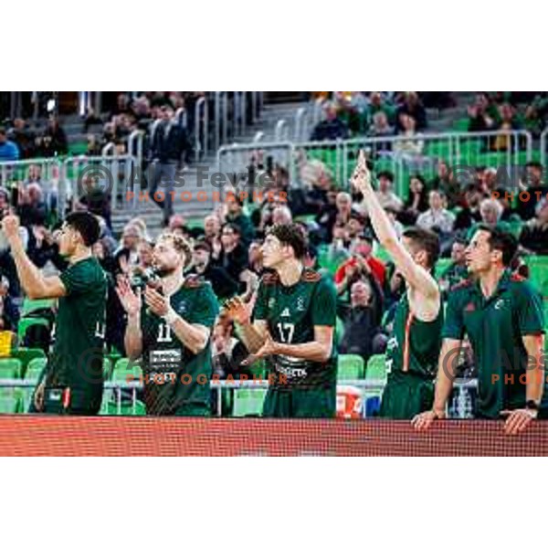 of Cedevita Olimpija during BKT EuroCup 2025-2026 basketball match between Cedevita Olimpija (SLO) and Reyer Venezia (ITA) in SRC Stozice, Ljubljana, Slovenia on November 12, 2025