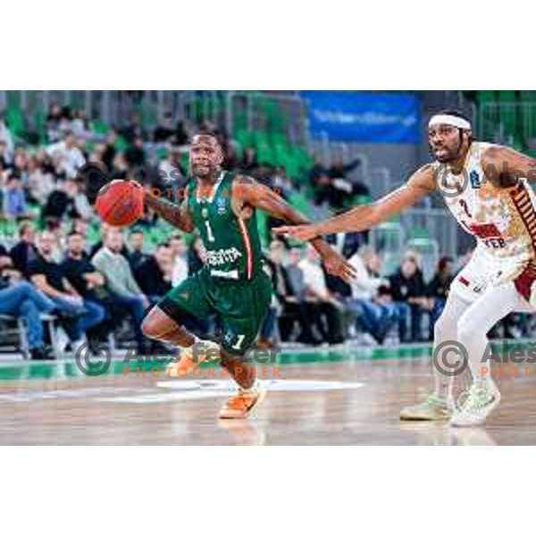 Umoja Gibson of Cedevita Olimpija during BKT EuroCup 2025-2026 basketball match between Cedevita Olimpija (SLO) and Reyer Venezia (ITA) in SRC Stozice, Ljubljana, Slovenia on November 12, 2025