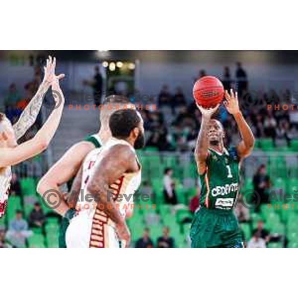 Umoja Gibson of Cedevita Olimpija during BKT EuroCup 2025-2026 basketball match between Cedevita Olimpija (SLO) and Reyer Venezia (ITA) in SRC Stozice, Ljubljana, Slovenia on November 12, 2025