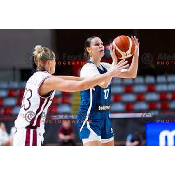 Ajsa Sivka of Slovenia in action during FIBA Women\'s EuroBasket Qualifiers basketball match between Slovenia and Latvia in Kodeljevo Hall, Ljubljana, Slovenia on November 12, 2025. Photo: Filip Barbalic