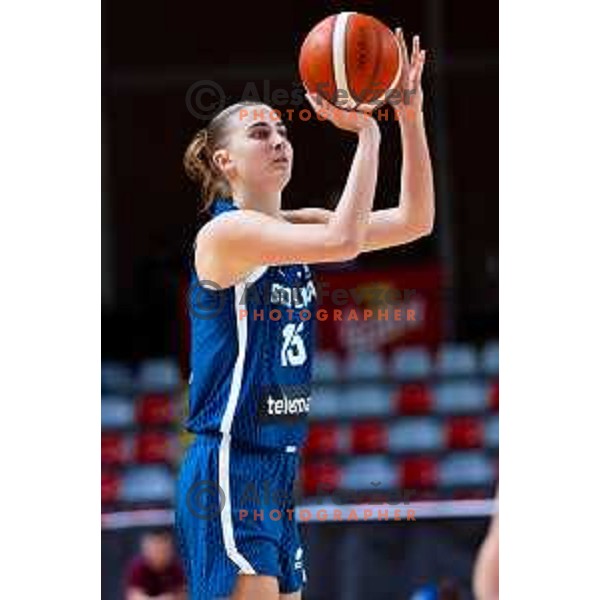 Mojca Jelenc of Slovenia in action during FIBA Women\'s EuroBasket Qualifiers basketball match between Slovenia and Latvia in Kodeljevo Hall, Ljubljana, Slovenia on November 12, 2025. Photo: Filip Barbalic