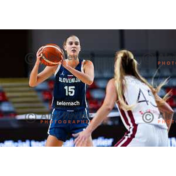 Mojca Jelenc of Slovenia in action during FIBA Women\'s EuroBasket Qualifiers basketball match between Slovenia and Latvia in Kodeljevo Hall, Ljubljana, Slovenia on November 12, 2025. Photo: Filip Barbalic