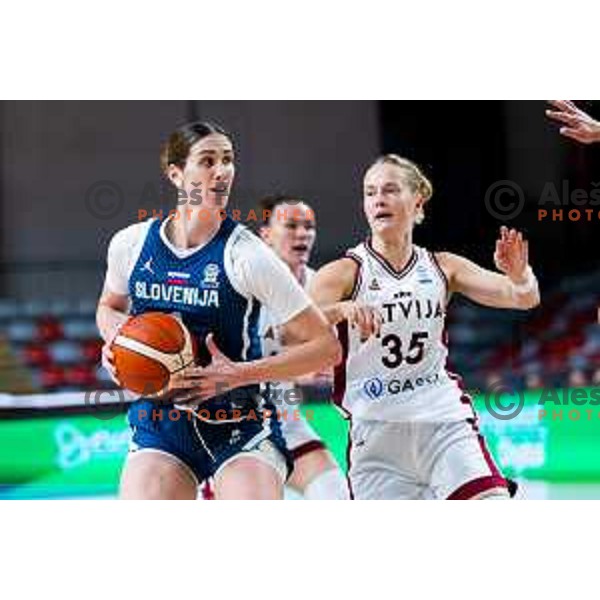 Eva Lisec of Slovenia in action during FIBA Women\'s EuroBasket Qualifiers basketball match between Slovenia and Latvia in Kodeljevo Hall, Ljubljana, Slovenia on November 12, 2025. Photo: Filip Barbalic