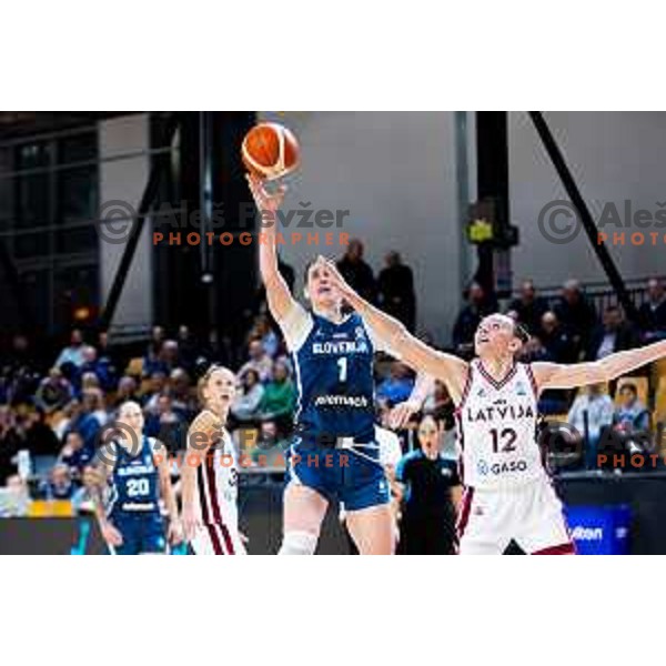 Eva Lisec of Slovenia in action during FIBA Women\'s EuroBasket Qualifiers basketball match between Slovenia and Latvia in Kodeljevo Hall, Ljubljana, Slovenia on November 12, 2025. Photo: Filip Barbalic