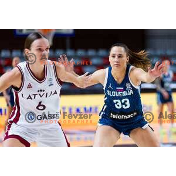 Sara Sambolic of Slovenia in action during FIBA Women\'s EuroBasket Qualifiers basketball match between Slovenia and Latvia in Kodeljevo Hall, Ljubljana, Slovenia on November 12, 2025. Photo: Filip Barbalic