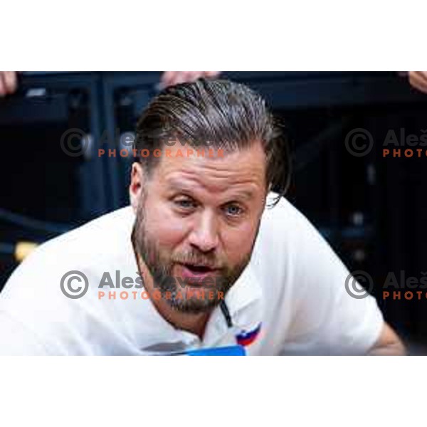 Head coach of Slovenia, David Gaspar in action during FIBA Women\'s EuroBasket Qualifiers basketball match between Slovenia and Latvia in Kodeljevo Hall, Ljubljana, Slovenia on November 12, 2025. Photo: Filip Barbalic