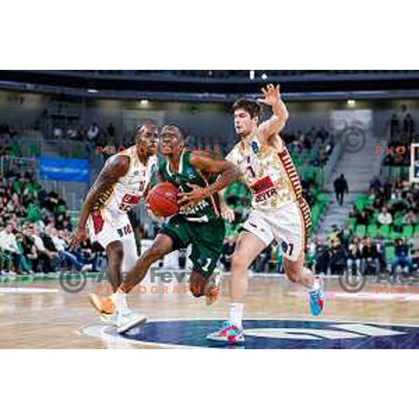 Umoja Gibson of Cedevita Olimpija during BKT EuroCup 2025-2026 basketball match between Cedevita Olimpija (SLO) and Reyer Venezia (ITA) in SRC Stozice, Ljubljana, Slovenia on November 12, 2025