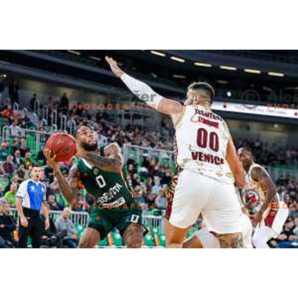 of Cedevita Olimpija during BKT EuroCup 2025-2026 basketball match between Cedevita Olimpija (SLO) and Reyer Venezia (ITA) in SRC Stozice, Ljubljana, Slovenia on November 12, 2025