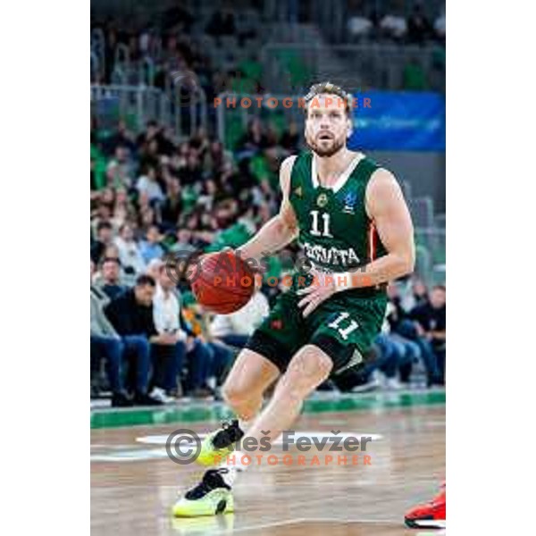 of Cedevita Olimpija during BKT EuroCup 2025-2026 basketball match between Cedevita Olimpija (SLO) and Reyer Venezia (ITA) in SRC Stozice, Ljubljana, Slovenia on November 12, 2025