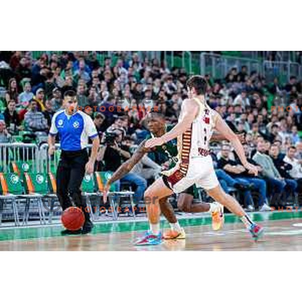 of Cedevita Olimpija during BKT EuroCup 2025-2026 basketball match between Cedevita Olimpija (SLO) and Reyer Venezia (ITA) in SRC Stozice, Ljubljana, Slovenia on November 12, 2025