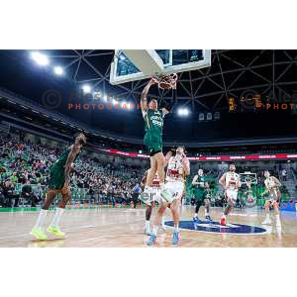 of Cedevita Olimpija during BKT EuroCup 2025-2026 basketball match between Cedevita Olimpija (SLO) and Reyer Venezia (ITA) in SRC Stozice, Ljubljana, Slovenia on November 12, 2025