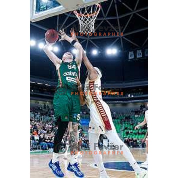 of Cedevita Olimpija during BKT EuroCup 2025-2026 basketball match between Cedevita Olimpija (SLO) and Reyer Venezia (ITA) in SRC Stozice, Ljubljana, Slovenia on November 12, 2025