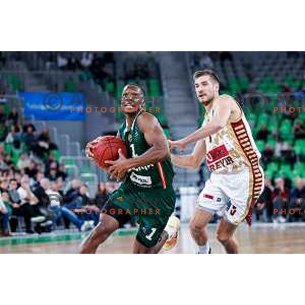 Umoja Gibson of Cedevita Olimpija during BKT EuroCup 2025-2026 basketball match between Cedevita Olimpija (SLO) and Reyer Venezia (ITA) in SRC Stozice, Ljubljana, Slovenia on November 12, 2025