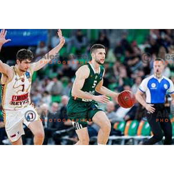 of Cedevita Olimpija during BKT EuroCup 2025-2026 basketball match between Cedevita Olimpija (SLO) and Reyer Venezia (ITA) in SRC Stozice, Ljubljana, Slovenia on November 12, 2025