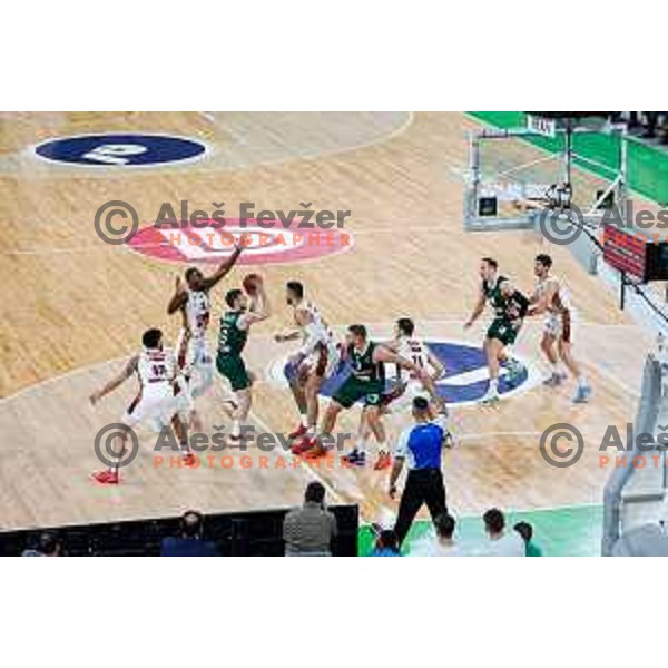 of Cedevita Olimpija during BKT EuroCup 2025-2026 basketball match between Cedevita Olimpija (SLO) and Reyer Venezia (ITA) in SRC Stozice, Ljubljana, Slovenia on November 12, 2025