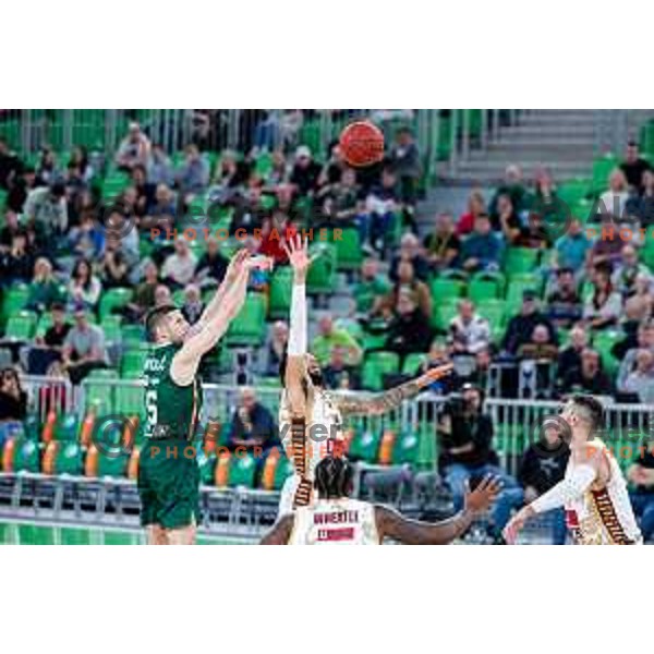of Cedevita Olimpija during BKT EuroCup 2025-2026 basketball match between Cedevita Olimpija (SLO) and Reyer Venezia (ITA) in SRC Stozice, Ljubljana, Slovenia on November 12, 2025