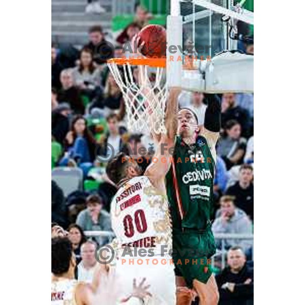 of Cedevita Olimpija during BKT EuroCup 2025-2026 basketball match between Cedevita Olimpija (SLO) and Reyer Venezia (ITA) in SRC Stozice, Ljubljana, Slovenia on November 12, 2025