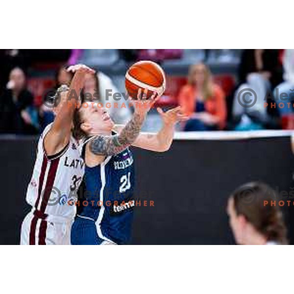 Lea Debeljak of Slovenia in action during FIBA Women\'s EuroBasket Qualifiers basketball match between Slovenia and Latvia in Kodeljevo Hall, Ljubljana, Slovenia on November 12, 2025. Photo: Filip Barbalic