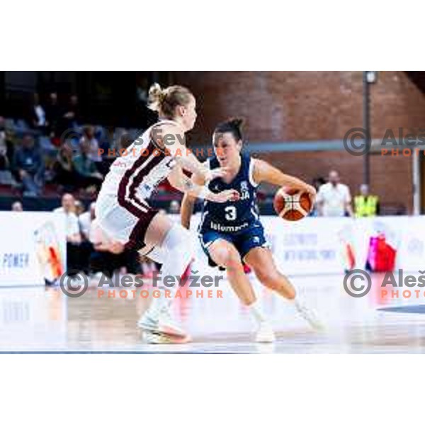 Teja Oblak of Slovenia in action during FIBA Women\'s EuroBasket Qualifiers basketball match between Slovenia and Latvia in Kodeljevo Hall, Ljubljana, Slovenia on November 12, 2025. Photo: Filip Barbalic