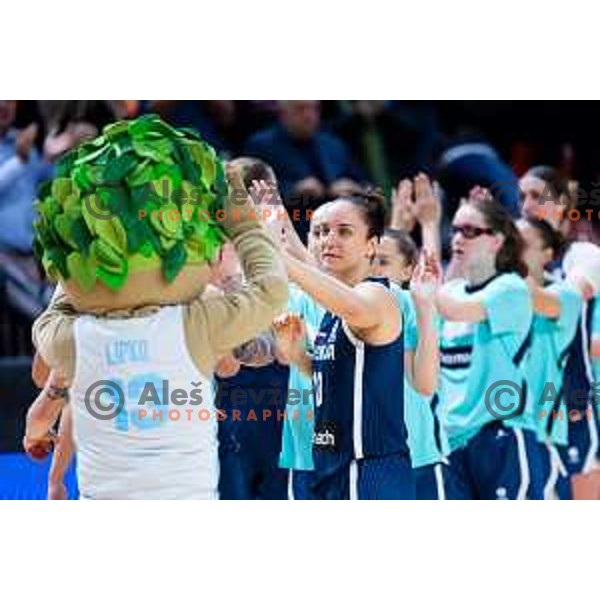 Zala Friskovec of Slovenia celebrates win in FIBA Women\'s EuroBasket Qualifiers basketball match between Slovenia and Latvia in Kodeljevo Hall, Ljubljana, Slovenia on November 12, 2025. Photo: Filip Barbalic