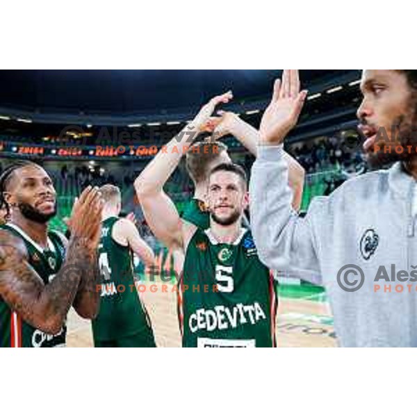 of Cedevita Olimpija during BKT EuroCup 2025-2026 basketball match between Cedevita Olimpija (SLO) and Reyer Venezia (ITA) in SRC Stozice, Ljubljana, Slovenia on November 12, 2025