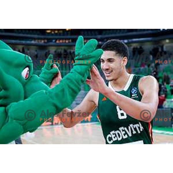 of Cedevita Olimpija during BKT EuroCup 2025-2026 basketball match between Cedevita Olimpija (SLO) and Reyer Venezia (ITA) in SRC Stozice, Ljubljana, Slovenia on November 12, 2025