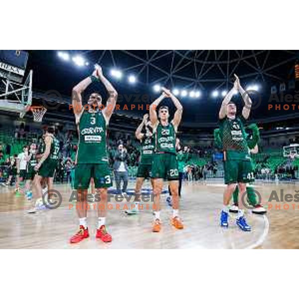 of Cedevita Olimpija during BKT EuroCup 2025-2026 basketball match between Cedevita Olimpija (SLO) and Reyer Venezia (ITA) in SRC Stozice, Ljubljana, Slovenia on November 12, 2025