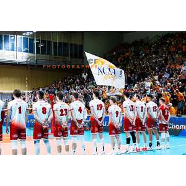 Fans of ACH Volley during CEV Men\'s Champions League 2026 Early Stage volleyball match between ACH Volley (SLO) and Dinamo Bucuresti (ROM) in Tivoli Hall, Ljubljana, Slovenia on November 13, 2025. Photo: Filip Barbalic