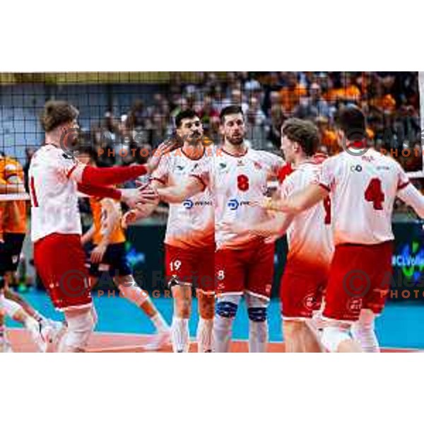 Petar Premovic of Dinamo Bucuresti in action during CEV Men\'s Champions League 2026 Early Stage volleyball match between ACH Volley (SLO) and Dinamo Bucuresti (ROM) in Tivoli Hall, Ljubljana, Slovenia on November 13, 2025. Photo: Filip Barbalic