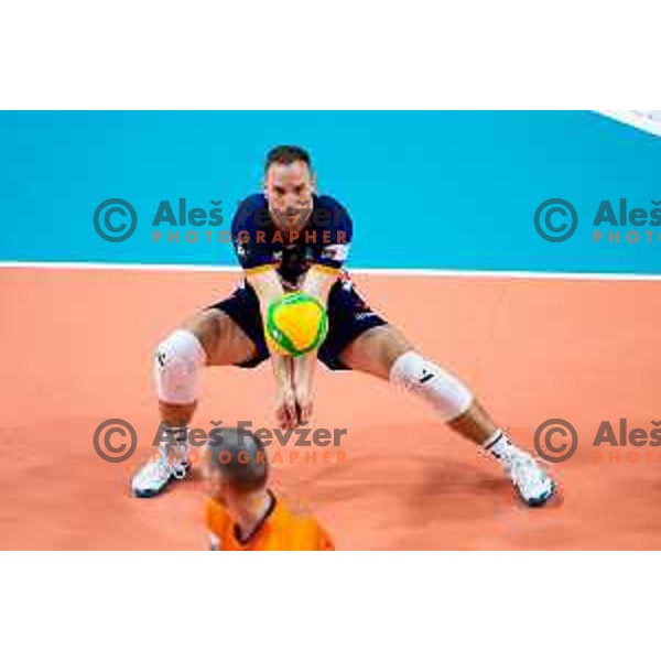 Jani Kovacic of ACH Volley in action during CEV Men\'s Champions League 2026 Early Stage volleyball match between ACH Volley (SLO) and Dinamo Bucuresti (ROM) in Tivoli Hall, Ljubljana, Slovenia on November 13, 2025. Photo: Filip Barbalic