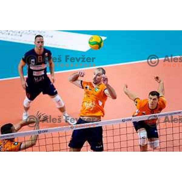 Alen Pajenk of ACH Volley in action during CEV Men\'s Champions League 2026 Early Stage volleyball match between ACH Volley (SLO) and Dinamo Bucuresti (ROM) in Tivoli Hall, Ljubljana, Slovenia on November 13, 2025. Photo: Filip Barbalic