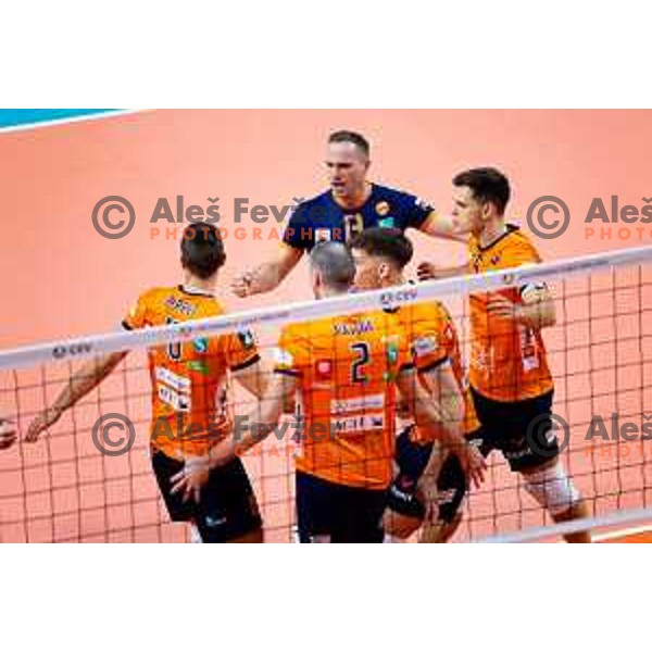 Jani Kovacic of ACH Volley in action during CEV Men\'s Champions League 2026 Early Stage volleyball match between ACH Volley (SLO) and Dinamo Bucuresti (ROM) in Tivoli Hall, Ljubljana, Slovenia on November 13, 2025. Photo: Filip Barbalic