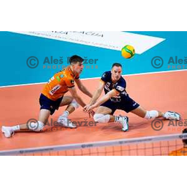 Jani Kovacic of ACH Volley in action during CEV Men\'s Champions League 2026 Early Stage volleyball match between ACH Volley (SLO) and Dinamo Bucuresti (ROM) in Tivoli Hall, Ljubljana, Slovenia on November 13, 2025. Photo: Filip Barbalic