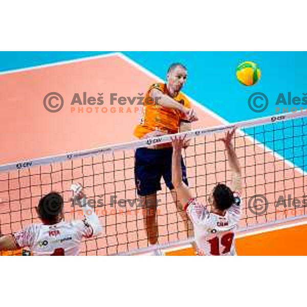 Alen Pajenk of ACH Volley in action during CEV Men\'s Champions League 2026 Early Stage volleyball match between ACH Volley (SLO) and Dinamo Bucuresti (ROM) in Tivoli Hall, Ljubljana, Slovenia on November 13, 2025. Photo: Filip Barbalic