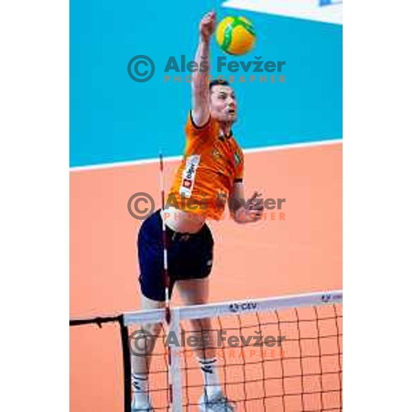 Toncek Stern of ACH Volley in action during CEV Men\'s Champions League 2026 Early Stage volleyball match between ACH Volley (SLO) and Dinamo Bucuresti (ROM) in Tivoli Hall, Ljubljana, Slovenia on November 13, 2025. Photo: Filip Barbalic