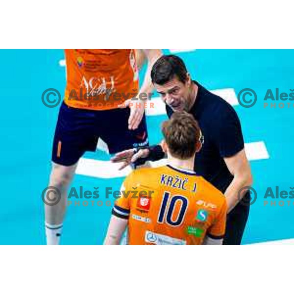 in action during CEV Men\'s Champions League 2026 Early Stage volleyball match between ACH Volley (SLO) and Dinamo Bucuresti (ROM) in Tivoli Hall, Ljubljana, Slovenia on November 13, 2025. Photo: Filip Barbalic